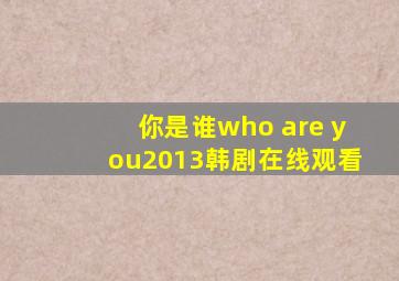 你是谁who are you2013韩剧在线观看